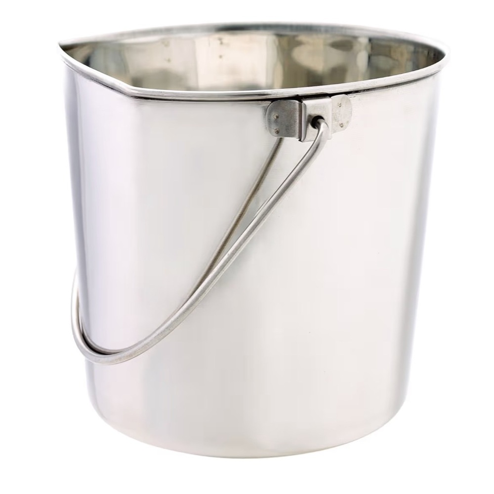 ProSelect Stainless Steel Flat Sided Pail 64oz / 8 cups.  2 Pails.